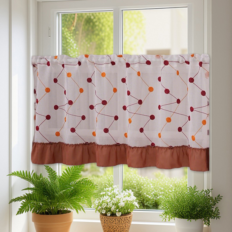 Cross-Border Coffee Curtain Series American Korean Style Small Fresh Pastoral Country Kitchen Bathroom Sink Blocking Decoration