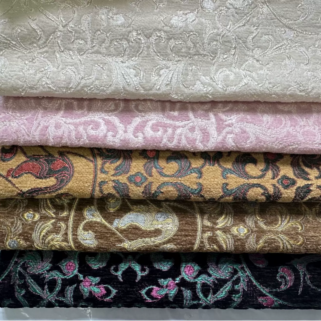 新中式国风纯色复古雪尼尔提花布料汉服礼服年服马甲上衣外