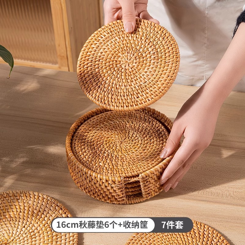 藤编隔热垫子家用防烫锅垫碗垫耐高温餐桌垫耐热盘子垫杯垫茶壶托|undefined