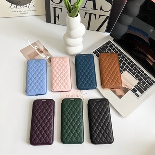 For iPhone16E Ya Dun Magnetic Mobile Phone Case Apple 15 Chanel-style Rhomboid All-inclusive Sheepskin 14 Sheepskin Case