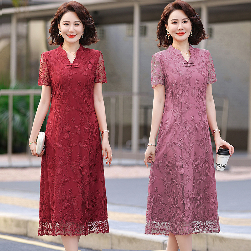 Elegant Summer Dress for Mother-In-Law, Wedding Banquet Outfit, High-End Long Dress for Middle-Aged and Elderly Women Elegant Summer Dress for Mother-In-Law, Wedding Banquet Outfit, High-End Long Dress for Middle-Aged and Elderly Women