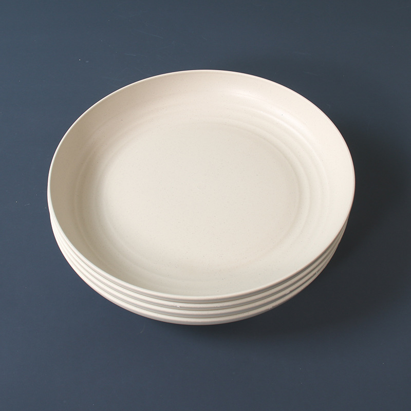 23cm disco 4 Unids paja de trigo plato de cena del hogar placa de la torta plato de fruta plato resistente a la caída plato restaurante vajilla