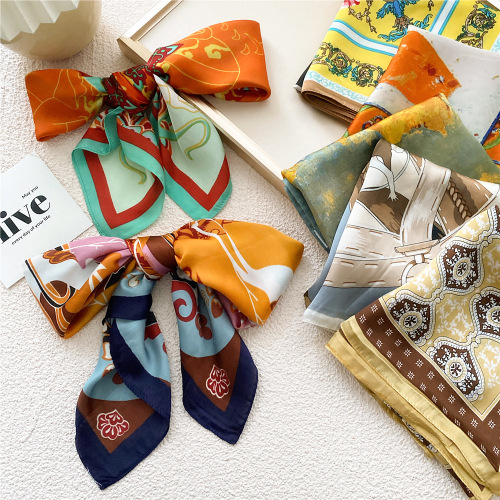70 Square Scarves Women Korean Style Decorative Printed Versatile Neck Protector Spring and Autumn Fashionable Thin Neck Scarf