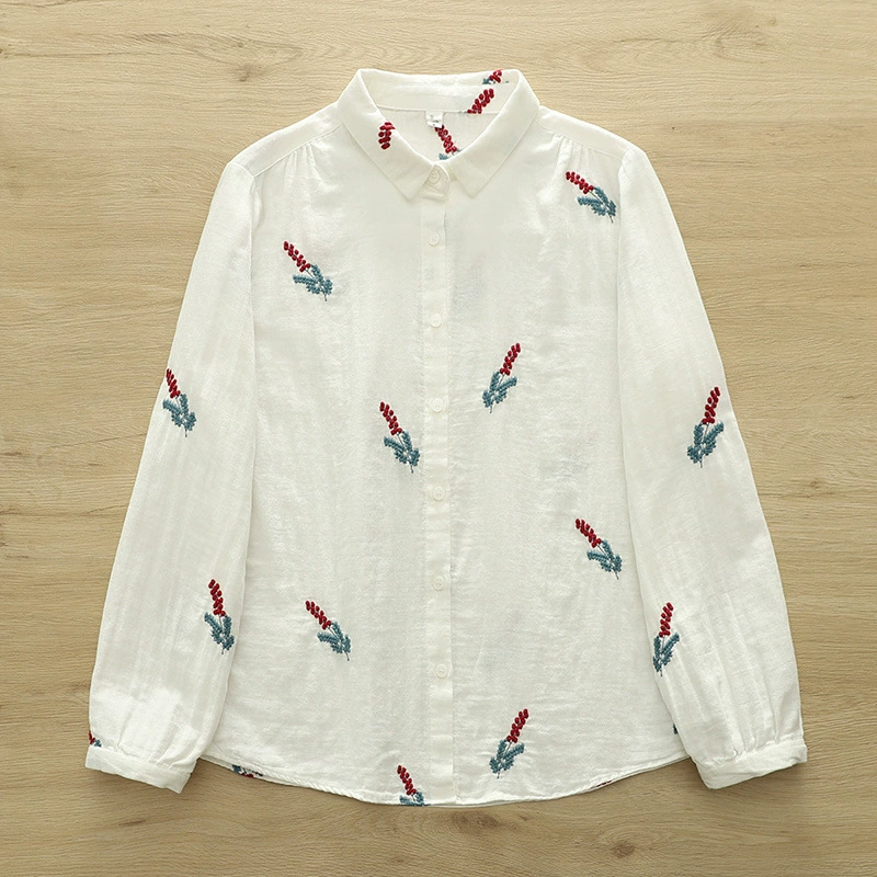 Японская девушка мультипликационная вышивка собачий хвост трава двухслойная пряжа женская кардиган рубашка с длинными рукавами оптом