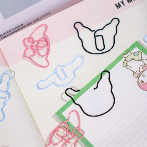 Student cartoon cute cinnamon dog shape paper clip Kuromi metal bookmark clip paper folder decorative pin