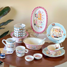 烘焙小羊卡通餐具套装碗碟家用碗具高颜值情侣碗盘礼物