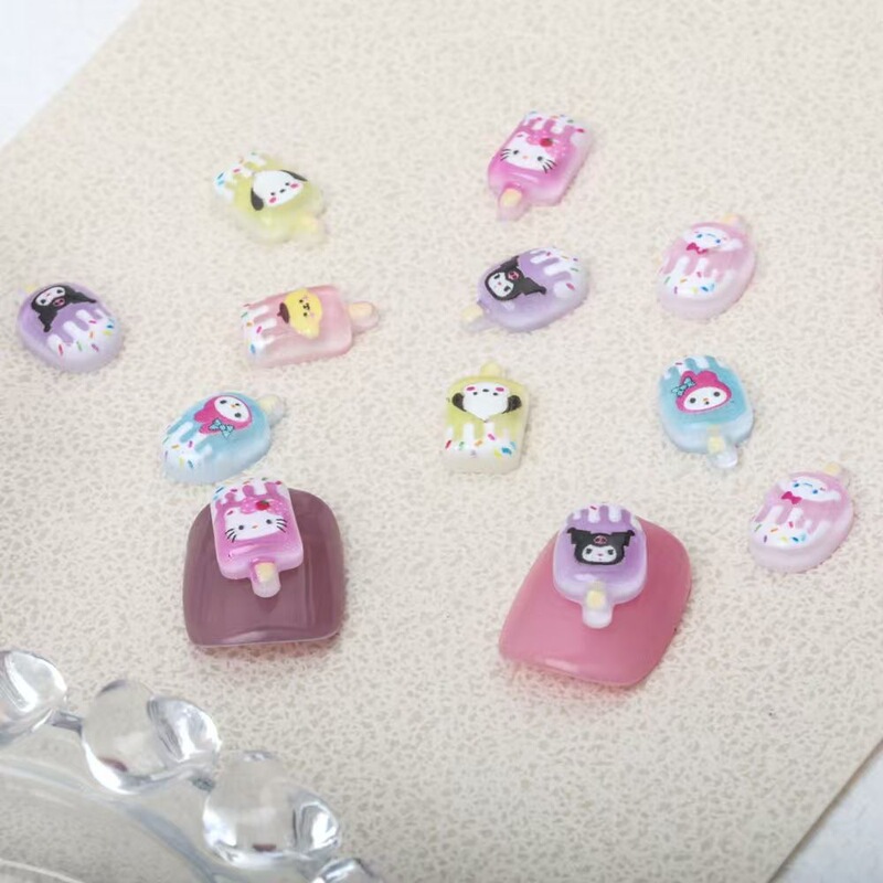 Cartoon Sanrio Popsicle Series Nail Art Accessories Cute My Melody Mini Ice Cream Accessories Crystal Nails Sweet