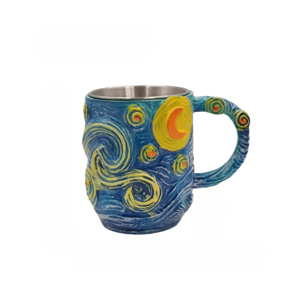Nuevos productos transfronterizos Van Gogh inspirados en el arte estrella taza de marcas decoración de escritorio para el hogar taza de café hecha a mano