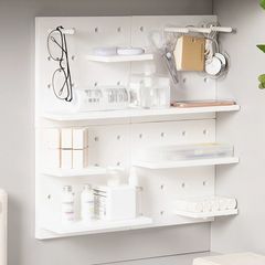 免打孔洞洞板床頭置物架 宿舍桌上神器臥室壁掛ins掛鈎牆上收納架