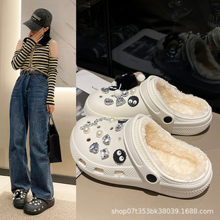 Flat hole shoes women autumn and winter new small coal ball indoor and outdoor wear dormitory baotou slippers women EVA wholesale