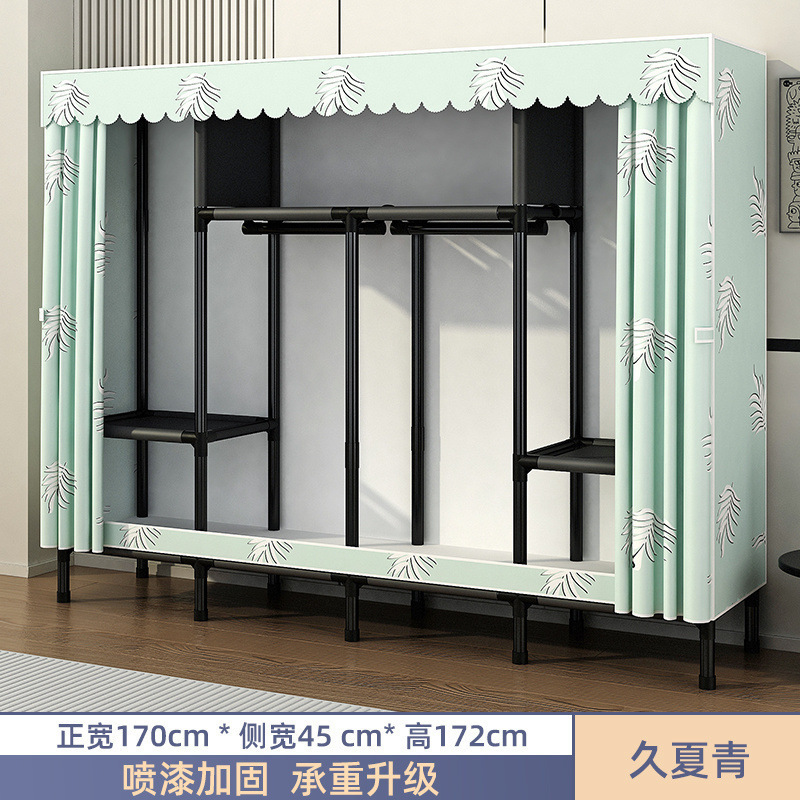 简易衣柜家用卧室组装全钢架加粗加厚布衣柜结实耐用出租房收纳橱|undefined