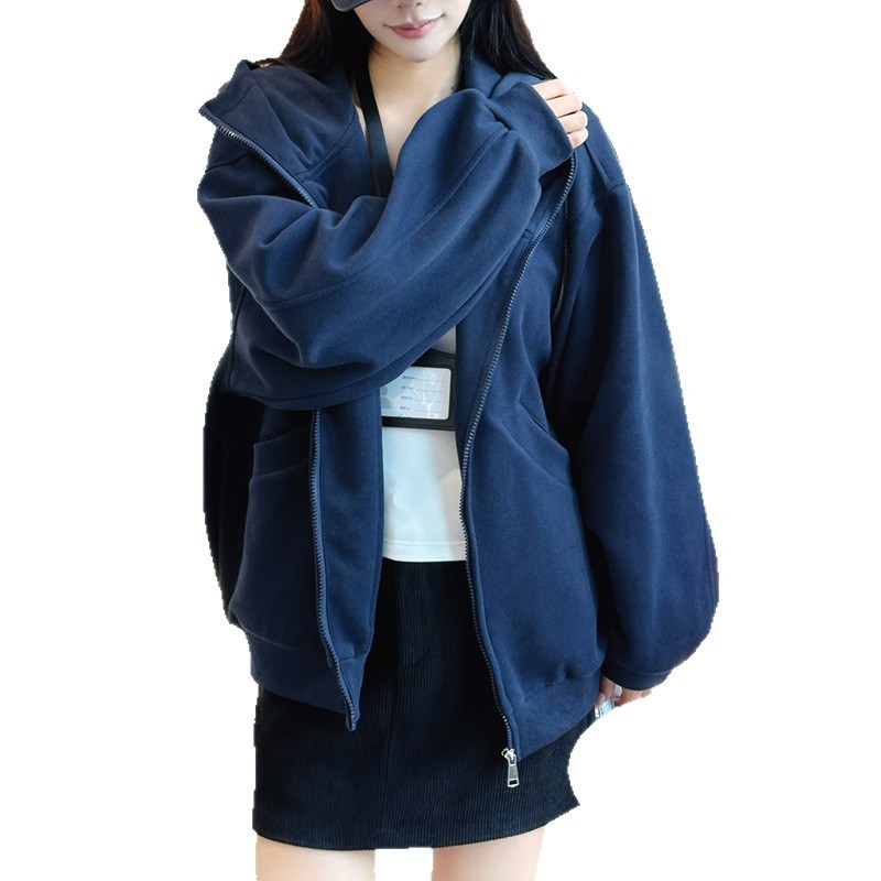 2025春秋新款纯色连帽开衫拉链卫衣外套女新款百搭宽松上衣韩版|undefined