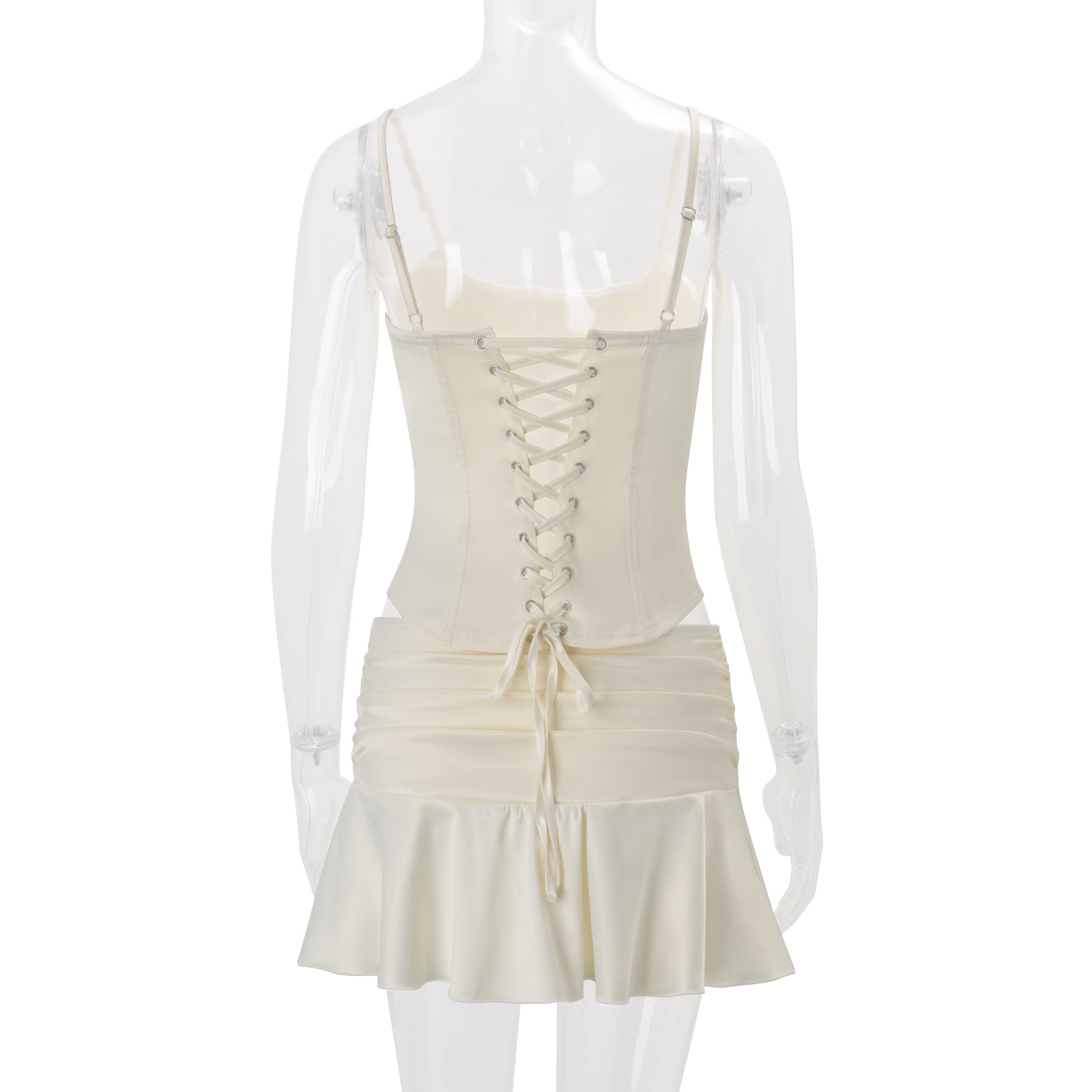 Europe, America 2026 Spring Women's Clothing New French Sexy Temperament Suspender Halter Vest Ruffle Edge Fishtail Skirt Set_ecoleips.com
