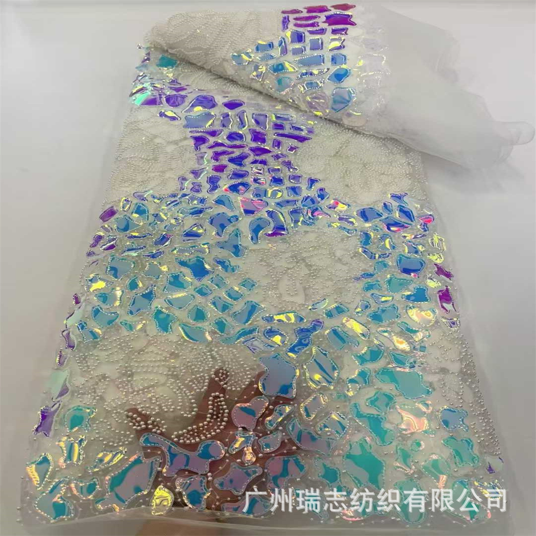 El láser de color fantasma rosas bordadas Gao Ding rendimiento ropa de moda nacional sequin bordado tela