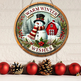in stock Christmas Creative Hanging Wooden Crafts Round Door Sign Wooden Tag Series Decorative Pendant