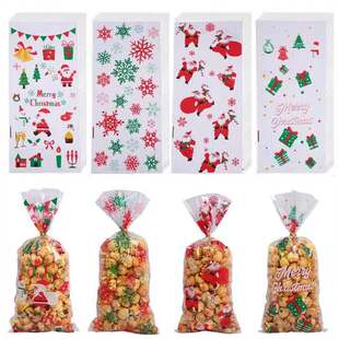 New Christmas Opp Flat Pastry Bag Jewelry Bag Candy Cookie Bread Packaging Glass Paper Bag