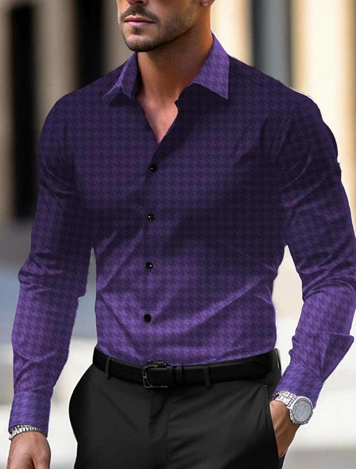 2024 nuevo estilo comercio exterior europeo y americano casual salvaje tendencia de moda color degradado camisa de manga larga para hombre MB12