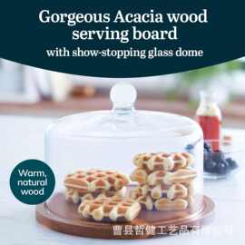 跨境木质复古蛋糕托盘家用客厅点心盘甜品台展示架实木高脚试吃盘