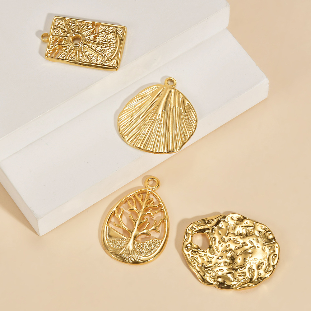 IG Style, Simple Style Style 5 PCS/Package 304 Stainless Steel Irregular Sun Tree Sandblasted Polished Brushed Pendant