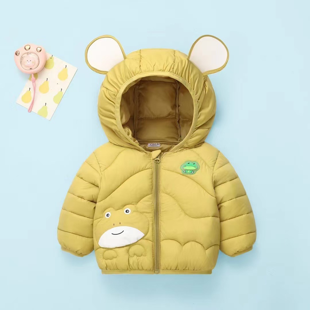 ropa de algodón de pluma unida para bebés y niños pequeños, ropa de algodón de rana encapuchada recién nacida