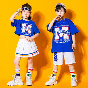 Children's Cheerleading Costume for Children's Games Group Class Costume for Children's and Girls' Hip-hop Street Dance Costume Short