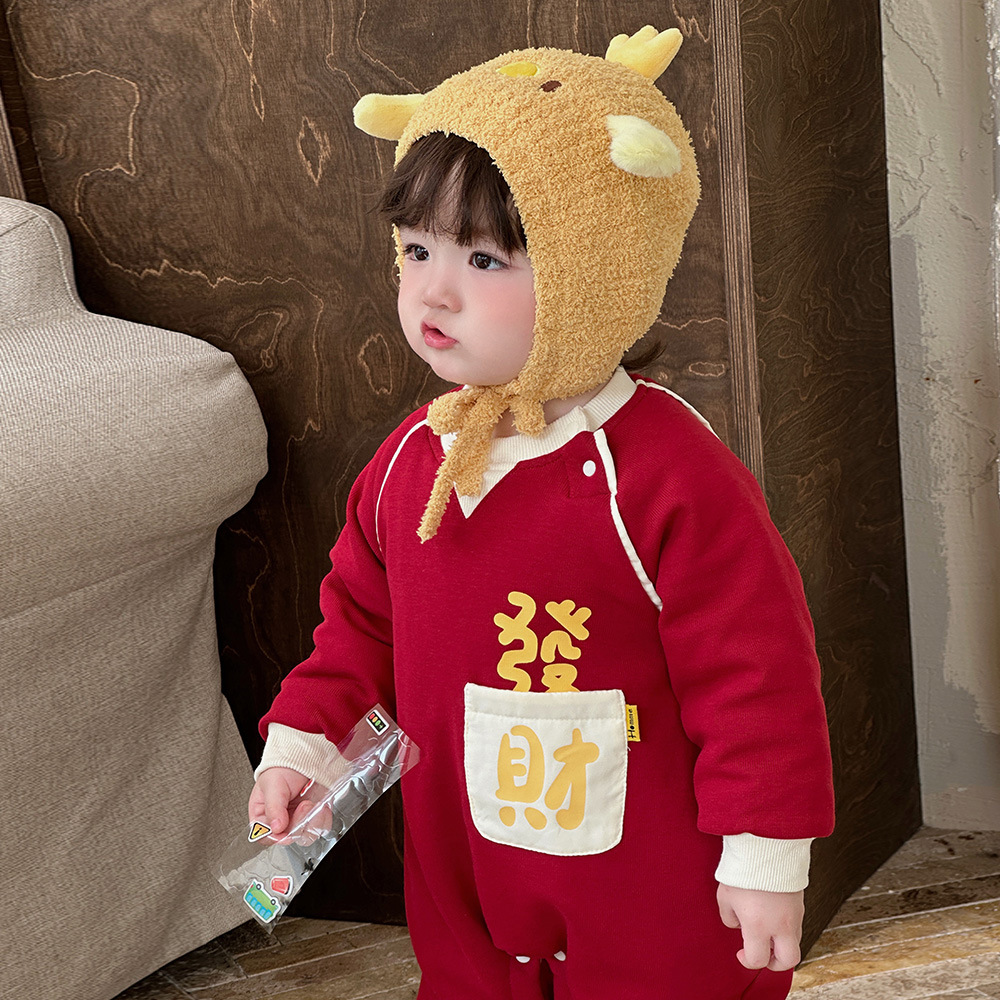 2024 nuevo bebé de invierno, estilo occidental, bolsillo rico, bebé grueso, cálido, cómodo, suave, una pieza, chaqueta acolchada de algodón