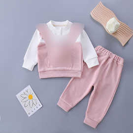 一岁女宝宝衣服春季分体可爱超萌洋气婴儿春秋套装两件套外穿卫衣