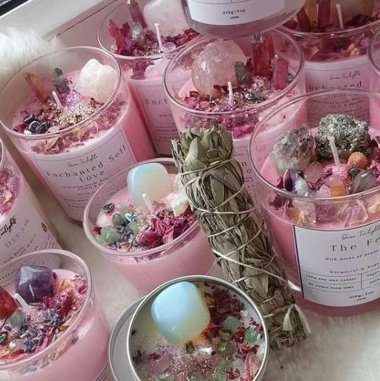 Comercio exterior vela perfumada en el viento regalos de Navidad cristal flores secas perfume regalo de mano de Navidad hecha a mano