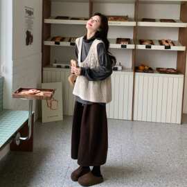 慵懒风针织马甲打底衫裤子三件套韩版时尚气质休闲套装2026春季新