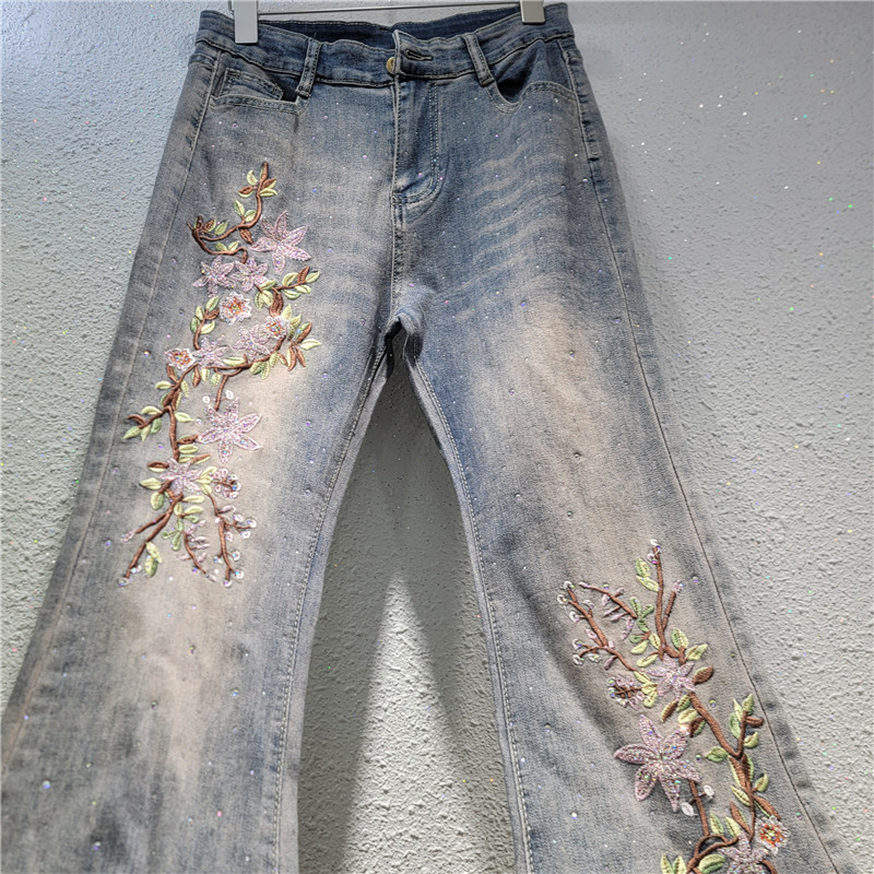 Jeans Acampanados con Bordado y Pedrería de Mezclilla y Poliéster para Primavera image 3