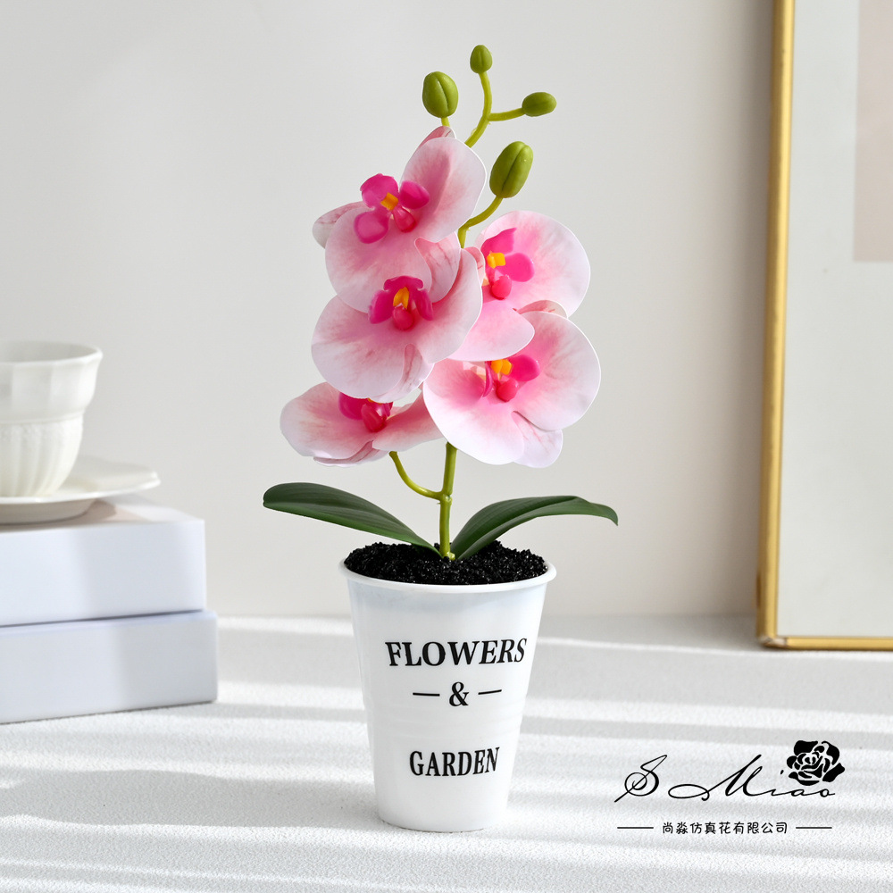 Cinco flores y dos hojas sensación de orquídea mariposa plantación de bonsai creativa decoración del hogar de moda fotografía flores artificiales ornamentos de boda