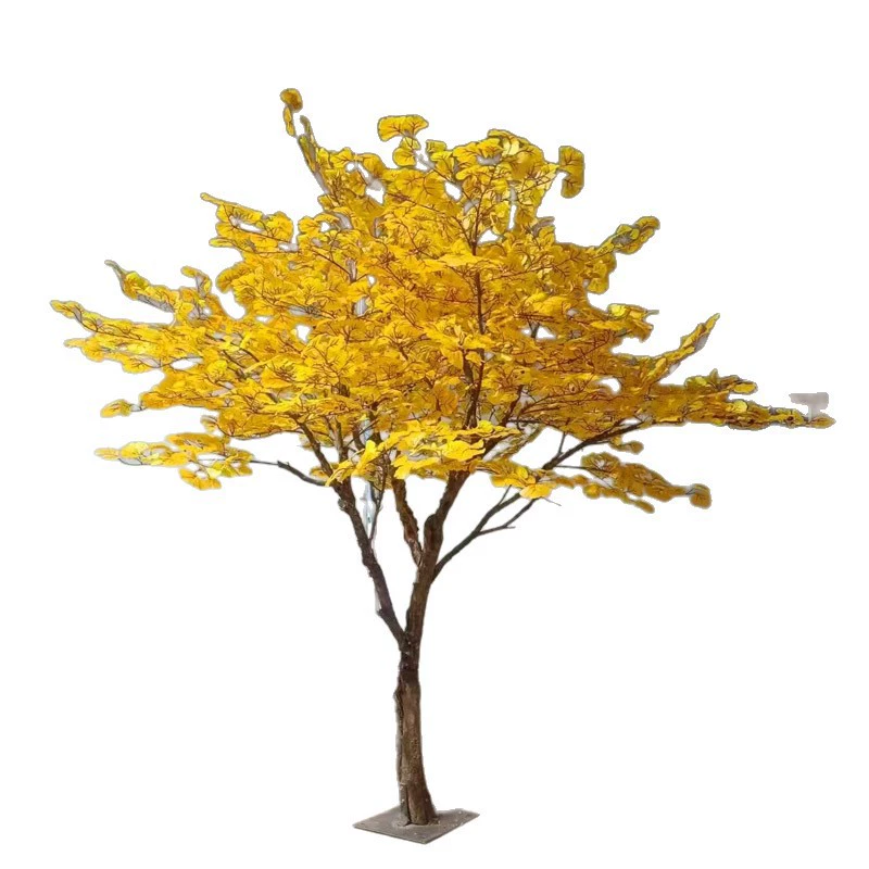 Имитированное дерево ginkgo, декоративная искусственная пальма для осени, интерьер и экстерьер, простое оформление ландшафта, большой зеленый растительный декор