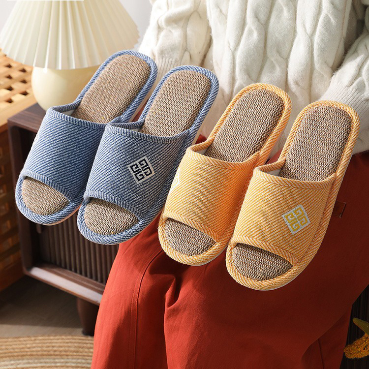 Linen Slippers Household Women's Summer Home Indoor Outdoor Non-slip Spring Autumn Men's Linen Slippers Hand-made Cotton