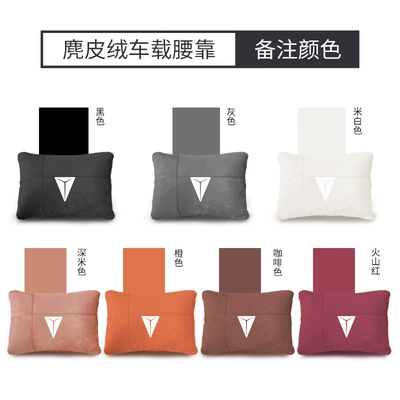 Headrest – Vehicle Seat Pillow, Decorative Accessories - dark-blue-s07-with-car-logosuede-waist-support-remark-color