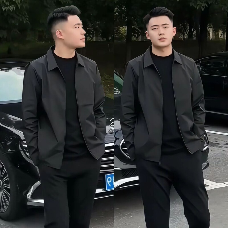 2026 Autumn Business Black Executive Jacket Men's Trendy Brand High-End Versatile Casual Solid Color Turn-Down Collar Top 2026 Autumn Business Black Executive Jacket Men's Trendy Brand High-End Versatile Casual Solid Color Turn-Down Collar Top
