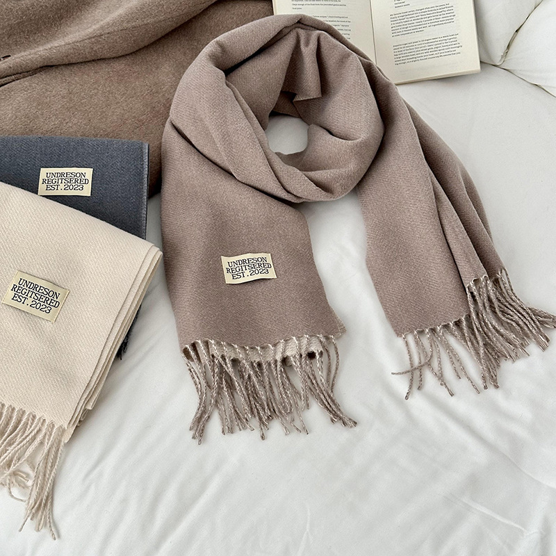 Otoño y invierno bufandas mujeres de imitación de cashmere de color sólido de alto nivel de sensación multifuncional engrosado alargado calentamiento bordas buñuelo al por mayor