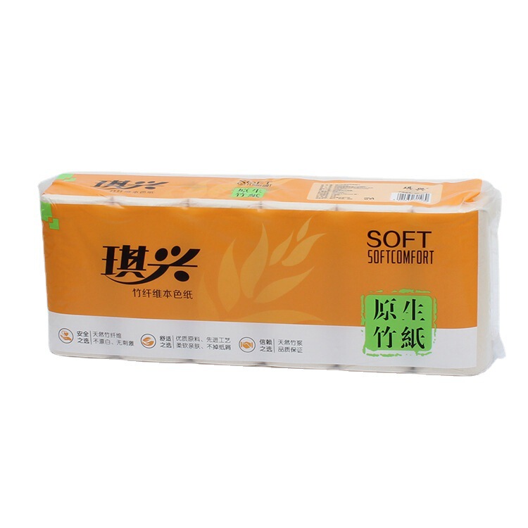 Qixing direct supply roll paper bamboo fiber household toilet paper wood pulp coreless roll paper 12 rolls 1400 grams affordable paper towel