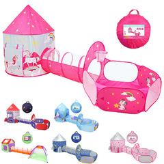 Children's Princess Castle Tent Indoor Three-piece Set Baby Crawl Tunnel Toy Ocean Ball Pool Shooting Game House