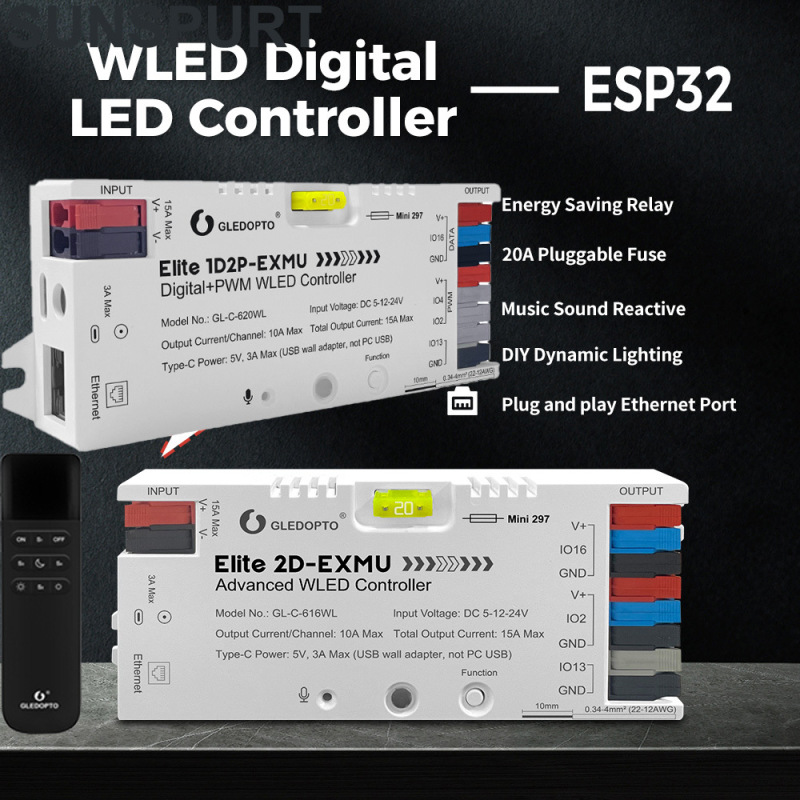 Wled New Product with Ethernet Interface Esp32 Four-Way Output Magic Color Matter Controller Pwm Control Rgbcct Wled New Product with Ethernet Interface Esp32 Four-Way Output Magic Color Matter Controller Pwm Control Rgbcct