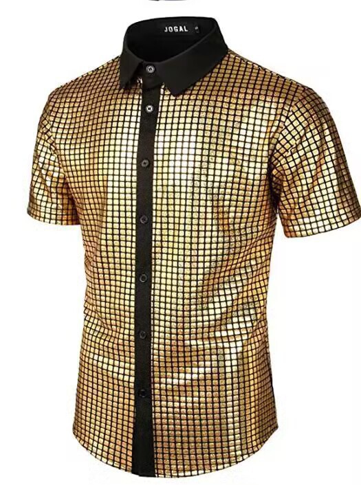 Clothing Formal Shirt Sequin Buttoned Era Shirt Disco Cross-Border 202570 Party Cosplay