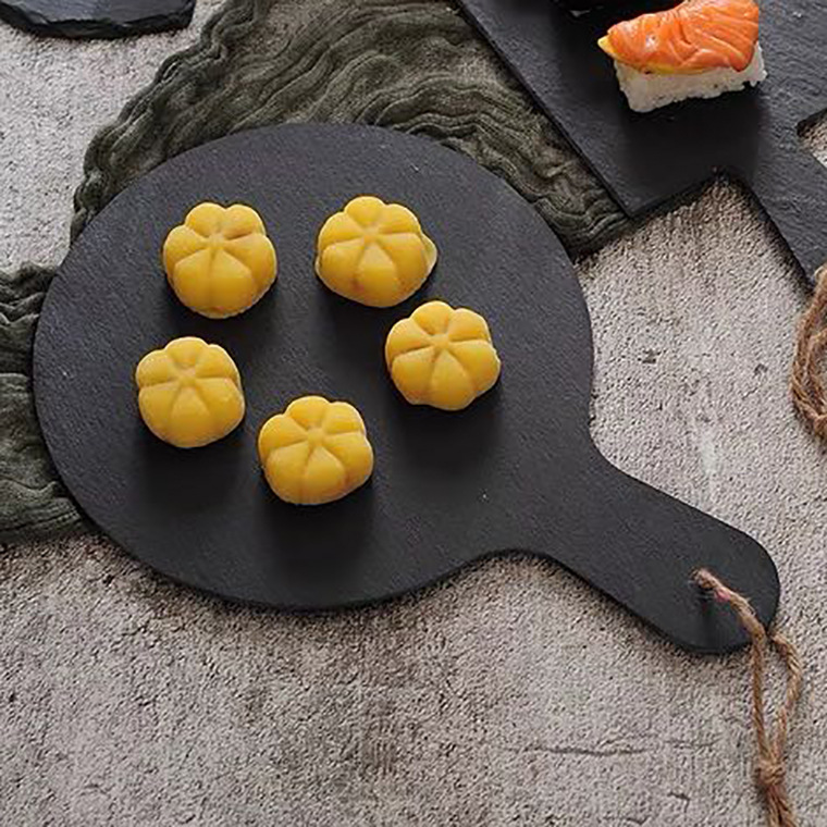 Platos de roca negra platos de pizarra natural platos de pizarra japonés platos de filete postre cojín de sushi