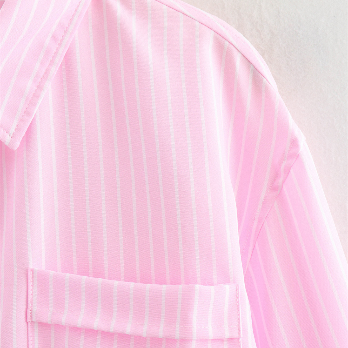 Women's Casual Loose Fit Stripe Shirt With Pocket, Long Sleeve Polo Collar Blouse, Comfortable Breathable Tops For Spring Summer_ecoleips.com