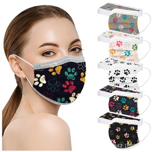 Adult Disposable Masks Manufacturer Wholesale Cute Cat Paw Print Daily Windproof Protective Flat 10 Pack