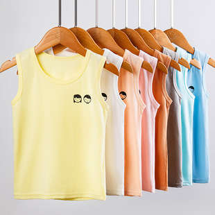 New Kidsren's Racer Vest Cotton Casual Bottoming Shirt Sweat-Absorbent Pure Color Kidsren's Multi-Color Kidsren's Vest Summer