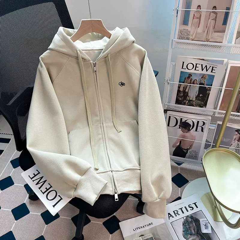 秋冬重磅加绒加厚双拉链卫衣开衫男女宽松慵懒风美式休闲连帽外套