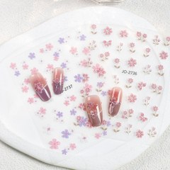新しい花蝶純粋な欲望ネイルアートステッカーピンクと青の花手描き蝶甘くてかわいい多用途ネイルアートステッカー
