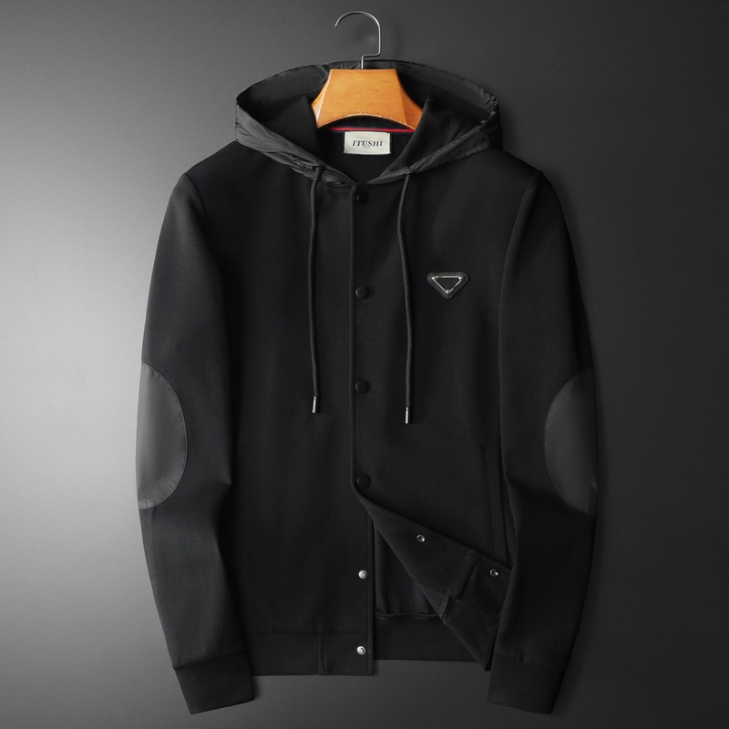 欧洲站2024秋冬新款男士时尚连帽开衫大码卫衣外套