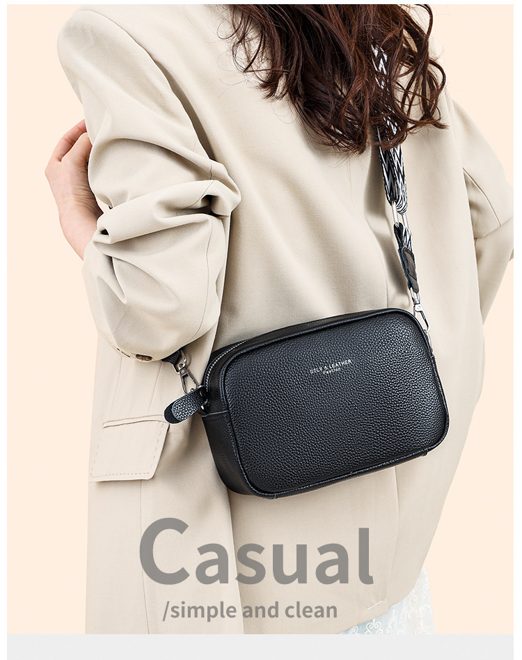 Genuine Leather Small Square Shoulder Bag For Women Versatile_voghion.com