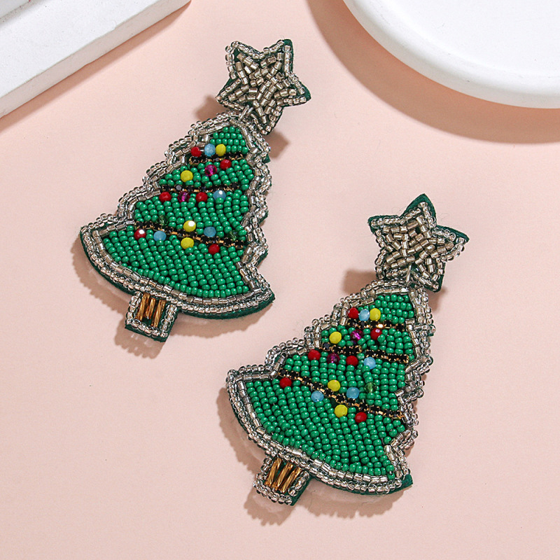 欧米のクロスボーダークリスマスツリーのイヤリングの個性は誇張しています。|undefined