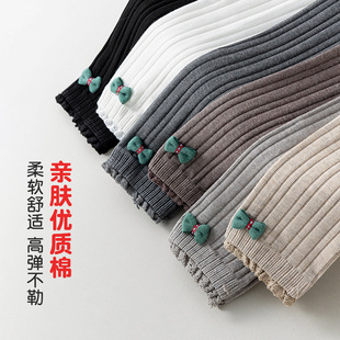 Girls' Spring and Autumn Cotton Thin Leggings, Nine-Point Pants, Stylish Long Pants for Outerwear, Korean-Style Baby Sock Pants